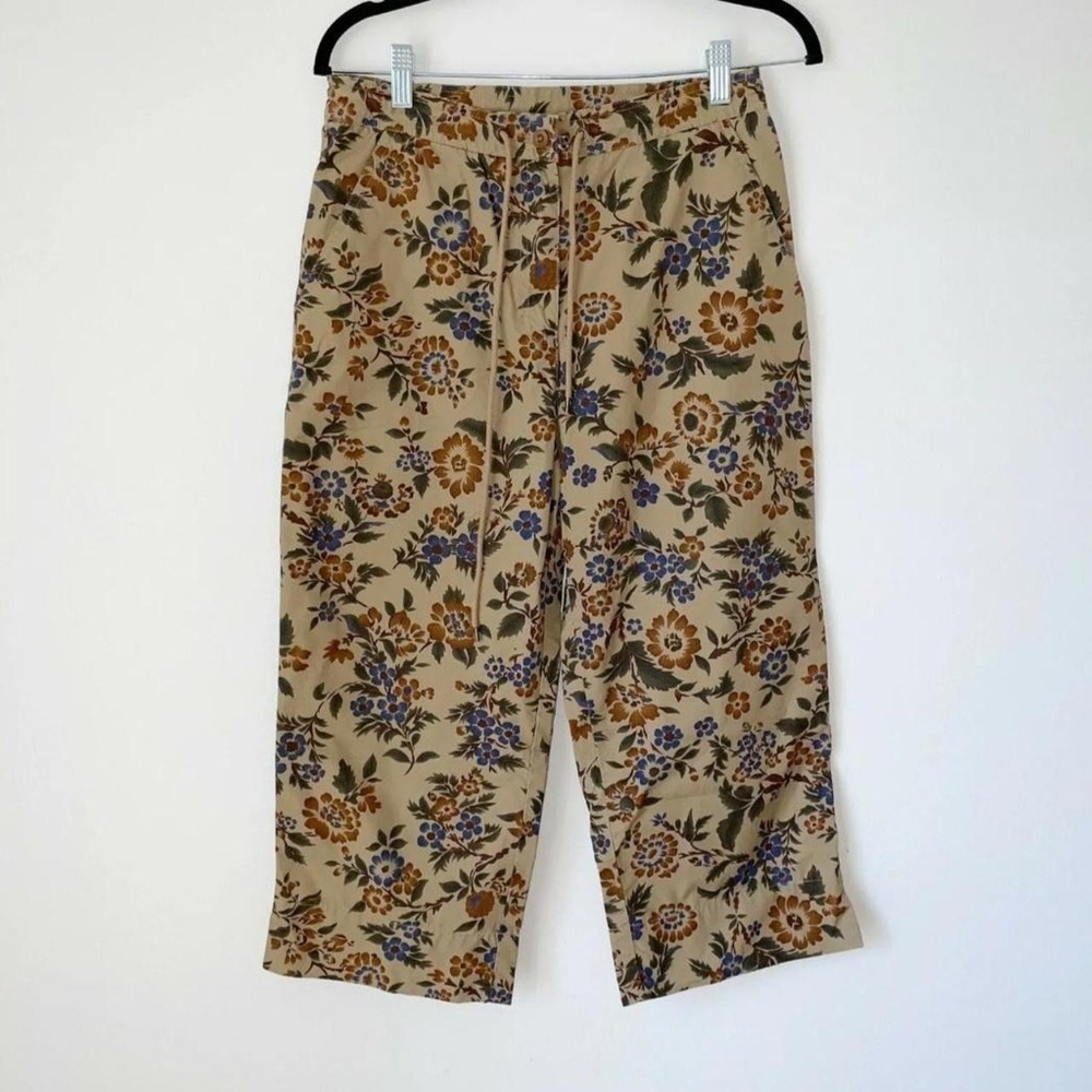 Lauren Ralph Lauren Floral Pant Cropped Wide Leg Size 4 Multicolor Cotton LRL